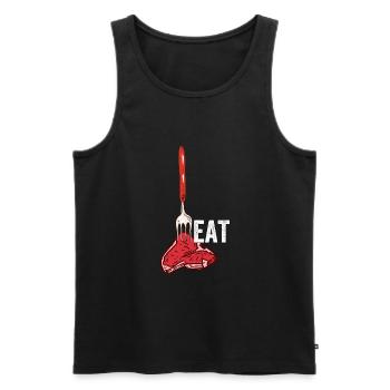 Meat Fleisch BBQ Grillen Sommer Steak Wurst - Männer Premium Bio Tank Top - Schwarz - Vorne - Michal (187cm)