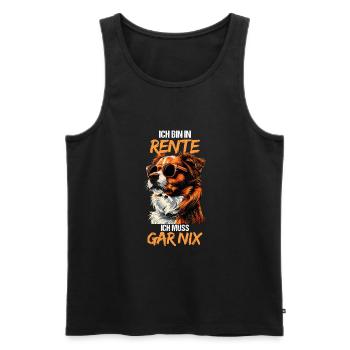Ich bin in Rente ich muss garnix lustiges Pension - Männer Premium Bio Tank Top - Schwarz - Vorne - AI Model Male 178 light (178cm)