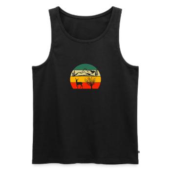 Retro Nature Lover Forest Animal Deer Nature - Men's Premium Organic Tank Top - black - Front - Michal (187cm)