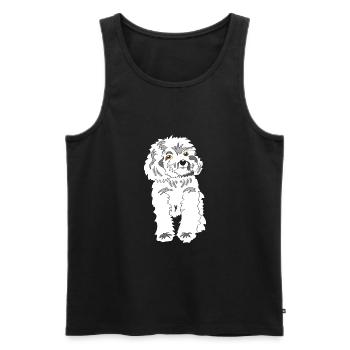 White poodle - Men's Premium Organic Tank Top - black - Front - Michal (187cm)