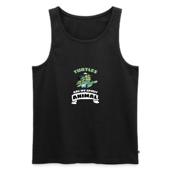 Les tortues sont mon animal spirituel - Débardeur bio Premium Homme - noir - Devant - Michal (187cm)