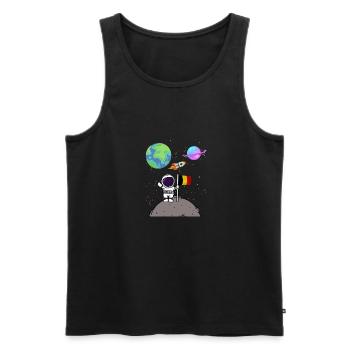 Mondlandung Planet Belgien Flagge Astronaut - Männer Premium Bio Tank Top - Schwarz - Vorne - Michal (187cm)