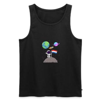 Moon landing Planet Netherlands Flag Astronaut - Men's Premium Organic Tank Top - black - Front - AI Model Male 178 light (178cm)
