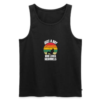 Retro Grunge Squirrel Boy - Men's Premium Organic Tank Top - black - Front - Michal (187cm)