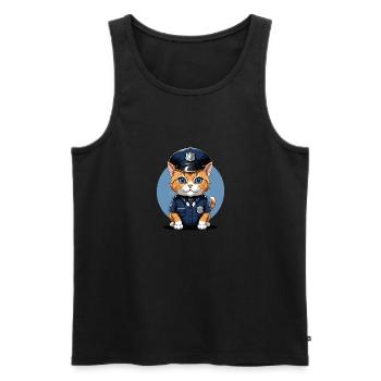 Katzen Polizist Cat Cop Geschenk Polizei - Männer Premium Bio Tank Top - Schwarz - Vorne - Michal (187cm)