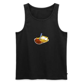 currywurst pommes fast food speise - Männer Premium Bio Tank Top - Schwarz - Vorne - Michal (187cm)