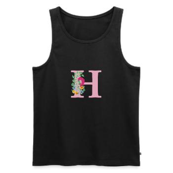 fleur 12 rouge avec h - Débardeur bio Premium Homme - noir - Devant - Michal (187cm)