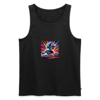 Techno Touriste Alien DJ Rave EDM Festival Tenue - Débardeur bio Premium Homme - noir - Devant - AI Model Male 178 light (178cm)