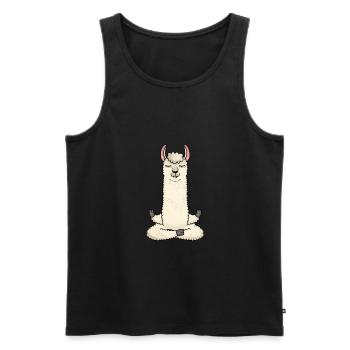 Yoga animalier tendance lama alpaga - Débardeur bio Premium Homme - noir - Devant - Michal (187cm)