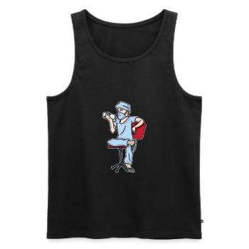 Arzt mit langweile auf Stuhl in der Pause - Männer Premium Bio Tank Top - Schwarz - Vorne - Michal (187cm)