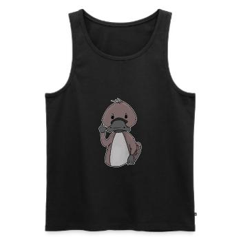 Sweet platypus shows middle finger gift - Men's Premium Organic Tank Top - black - Front - Michal (187cm)