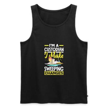 School Custodian Janitor I Make Sweeping Changes - Men's Premium Organic Tank Top - black - Front - Michal (187cm)