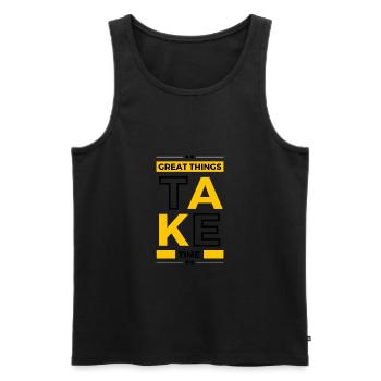 Great Things Take Time - Männer Premium Bio Tank Top - Schwarz - Vorne - Michal (187cm)