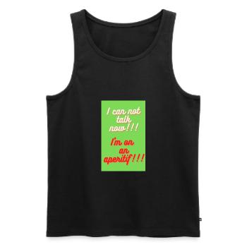 ICH KANN JETZT NICHT SPRECHEN, ICH BIN AUF EINEM APERITIF? - Männer Premium Bio Tank Top - Schwarz - Vorne - AI Model Male 178 light (178cm)