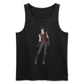 MÄDCHEN IN SCHWARZ - Hommage an Milo Manara - Männer Premium Bio Tank Top - Schwarz - Vorne - AI Model Male 178 light (178cm)