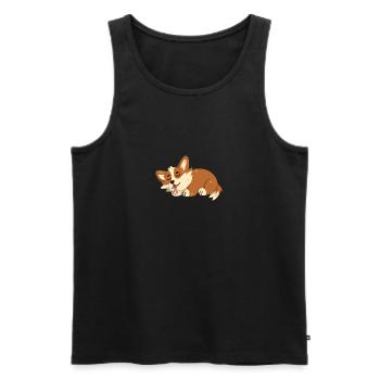 Corgi Sleeps - Men's Premium Organic Tank Top - black - Front - AI Model Male 178 light (178cm)