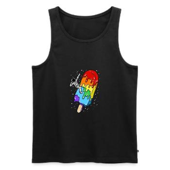 Astronaute - Batonnet glace arc en ciel - Humour - Débardeur bio Premium Homme - noir - Devant - AI Model Male 178 light (178cm)