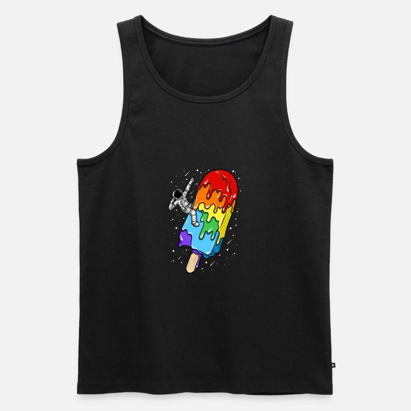 Astronaut - Regenbogen-Eisstiel - Humor - Männer Premium Bio Tank Top - Schwarz