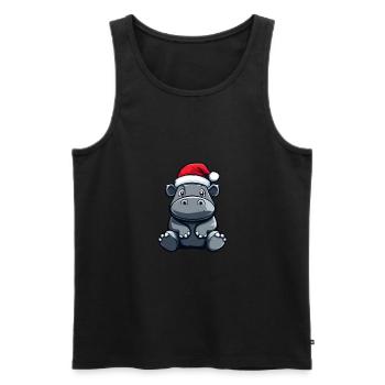 Nilpferd Weihnachten Niedlich - Männer Premium Bio Tank Top - Schwarz - Vorne - Michal (187cm)