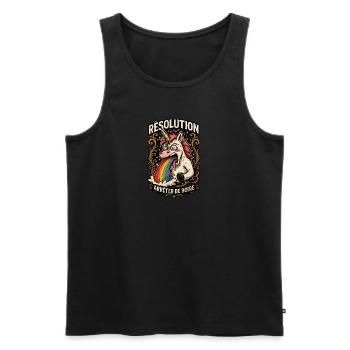Licorne bourrée qui vomit un arc-en-ciel - Débardeur bio Premium Homme - noir - Devant - Michal (187cm)