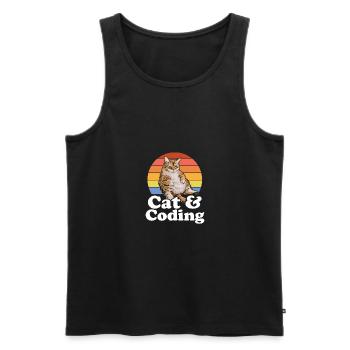 Chats et codage Codeur drôle Cat Lover Programmation - Débardeur bio Premium Homme - noir - Devant - AI Model Male 178 light (178cm)