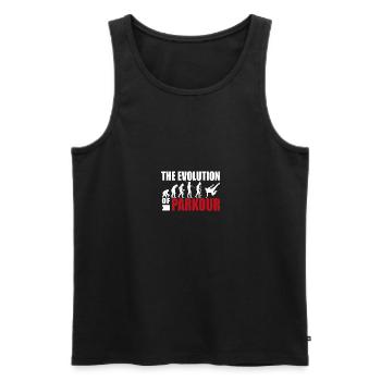 The Evolution of parkour freerunning jumping - Men's Premium Organic Tank Top - black - Front - AI Model Male 178 light (178cm)