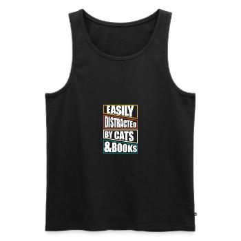 Easily distracted by cats and books kitten - Männer Premium Bio Tank Top - Schwarz - Vorne - Michal (187cm)