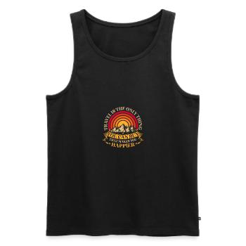wild Camping hiking survival trekking Backpacker - Men's Premium Organic Tank Top - black - Front - Michal (187cm)