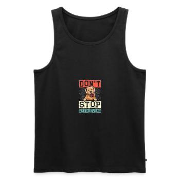 Don't Stop Retrieving Dog Retro Golden Retriever - Men's Premium Organic Tank Top - black - Front - Michal (187cm)