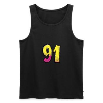 91 Number Comic - Men's Premium Organic Tank Top - black - Front - Michal (187cm)