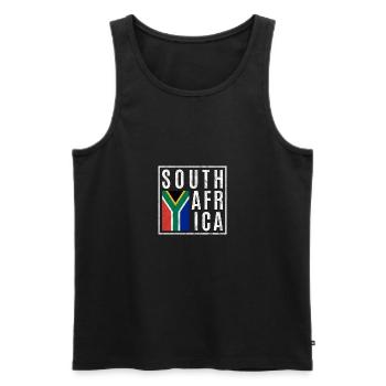 South Africa - Men's Premium Organic Tank Top - black - Front - AI Model Male 178 light (178cm)
