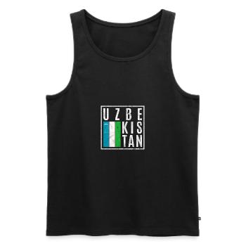 Ouzbékistan - Débardeur bio Premium Homme - noir - Devant - AI Model Male 178 light (178cm)