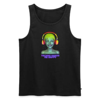 techno makes me happy - Männer Premium Bio Tank Top - Schwarz - Vorne - Michal (187cm)