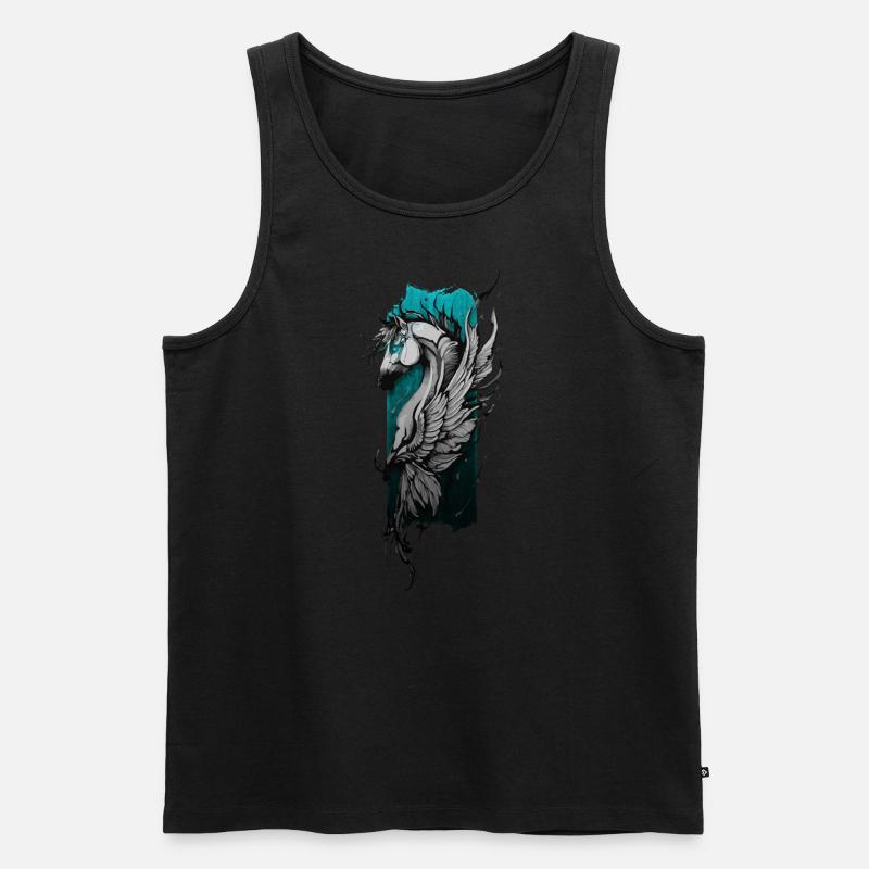 Himmlisches Ross: Geflügeltes Pferd schwebt - Männer Premium Bio Tank Top - Schwarz
