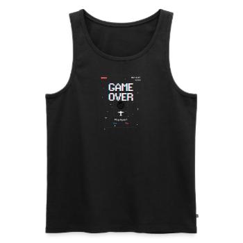 Game Over Retro Gaming - Männer Premium Bio Tank Top - Schwarz - Vorne - Michal (187cm)