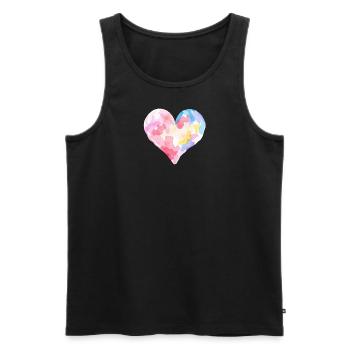 Aquarell-Herz in bunten Farben – Künstlerisches T- - Männer Premium Bio Tank Top - Schwarz - Vorne - Michal (187cm)