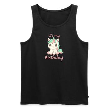 Unicorn It's My Birthday Sweet Party - Men's Premium Organic Tank Top - black - Front - Michal (187cm)