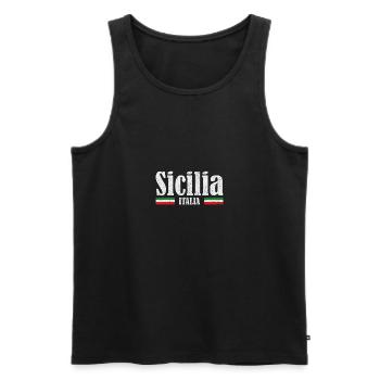Europe Voyage Vintage Sicilia Italia Touriste - Débardeur bio Premium Homme - noir - Devant - AI Model Male 178 light (178cm)