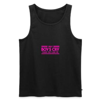 Feminist I Make Boys Cry Confidence - Männer Premium Bio Tank Top - Schwarz - Vorne - AI Model Male 178 light (178cm)