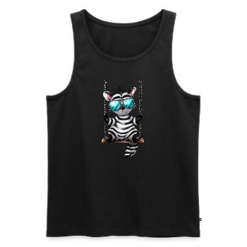 Süßes Zebra auf der Schaukel Coole Sonnenbrille - Männer Premium Bio Tank Top - Schwarz - Vorne - Michal (187cm)