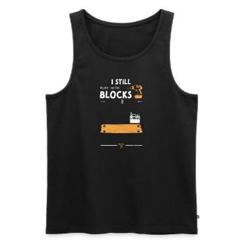 I Still Play With Blocks - Männer Premium Bio Tank Top - Schwarz - Vorne - Michal (187cm)