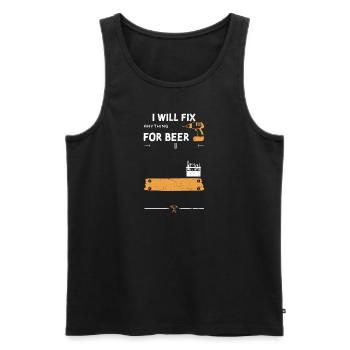 I Will Fix Anything For Beer - Männer Premium Bio Tank Top - Schwarz - Vorne - Michal (187cm)