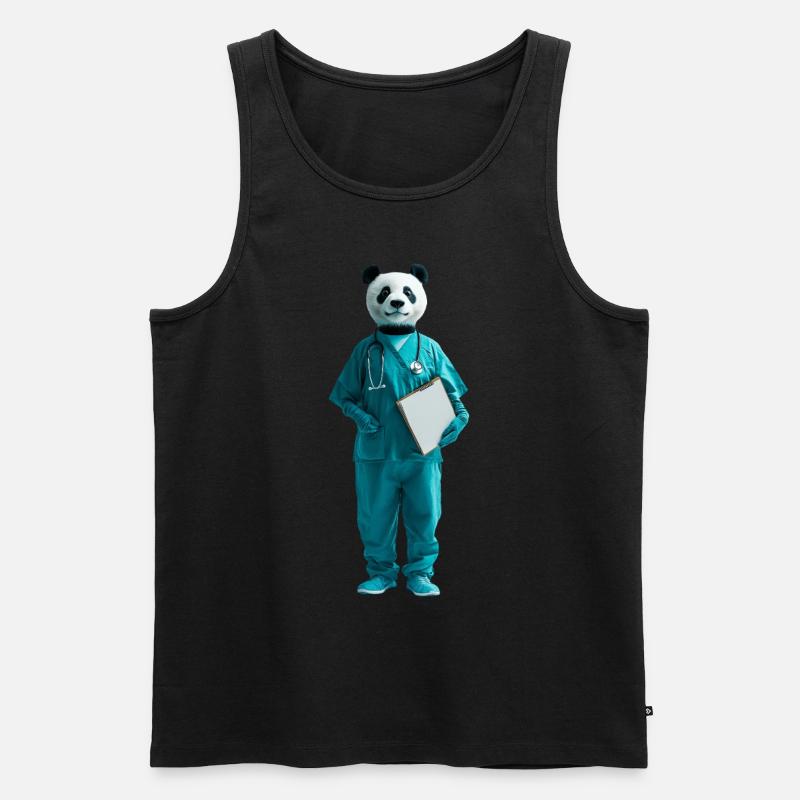 Panda - Männer Premium Bio Tank Top - Schwarz