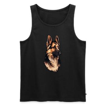 GERMAN SHEPHERD ART PETS PUPPY DOG ANIMALS DRAWING - Men's Premium Organic Tank Top - black - Front - AI Model Male 178 light (178cm)