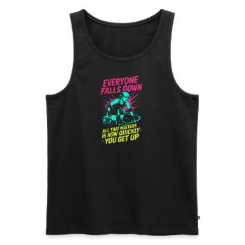 Jeder fällt hin - es kommt nur darauf an, wie - Männer Premium Bio Tank Top - Schwarz - Vorne - Michal (187cm)