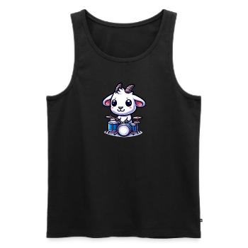 Süße Ziege Spielt Schlagzeug Auf Der Farm - Männer Premium Bio Tank Top - Schwarz - Vorne - Michal (187cm)