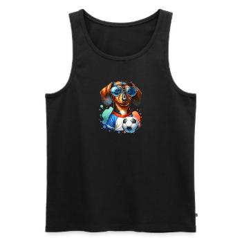 Teckel Joueur de football Wiener Dog Fan - Débardeur bio Premium Homme - noir - Devant - Michal (187cm)