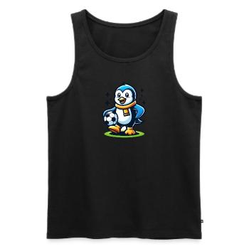 Pinguin Fußballspieler Meister Fan Vogel Ball - Männer Premium Bio Tank Top - Schwarz - Vorne - Michal (187cm)