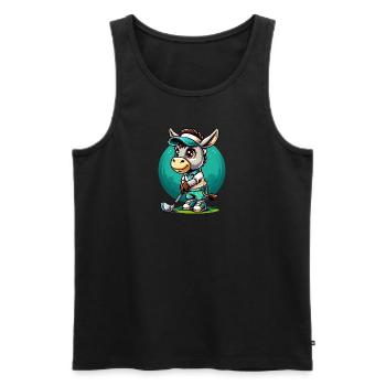 Golfspielender Esel Mit Schläger - Männer Premium Bio Tank Top - Schwarz - Vorne - Michal (187cm)