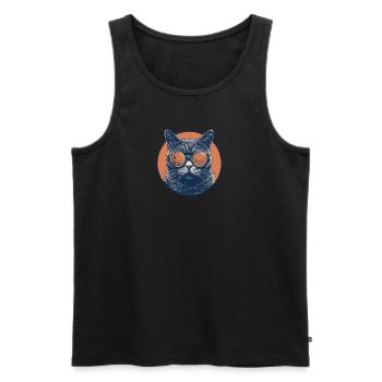Katze Mietz Stubentiger Sonnenbrille - Männer Premium Bio Tank Top - Schwarz - Vorne - AI Model Male 178 light (178cm)